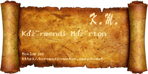 Körmendi Márton névjegykártya