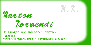 marton kormendi business card